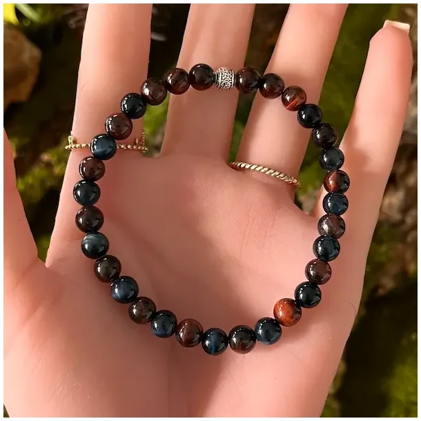 Skytsenglens Vej  Bl Tigerje &amp; Okseje krystalarmbnd, 17-19 cm