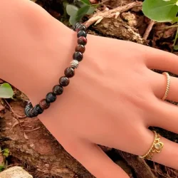 Skytsenglens Vej  Bl Tigerje &amp; Okseje krystalarmbnd, 17-19 cm