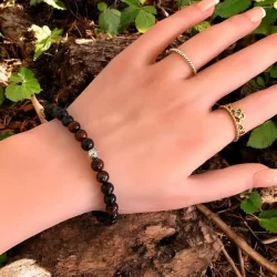 Skytsenglens Vej  Bl Tigerje &amp; Okseje krystalarmbnd, 17-19 cm