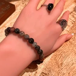 Hndlavede Unisex Krystal armbnd i forstenet tr, Ml 16 - 22 cm