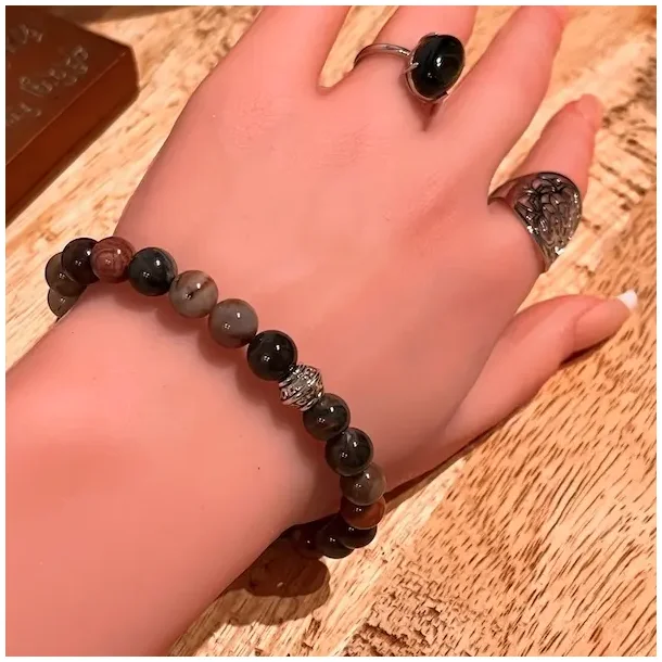 Hndlavede Unisex Krystal armbnd i forstenet tr, Ml 16 - 22 cm