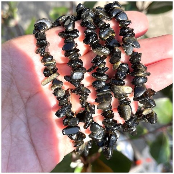 Krystal armb�nd guld obsidian - stenchips