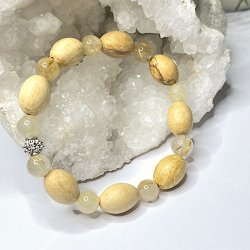 Krystal armbnd m. Guldrutil kvarts, palo santo og charm