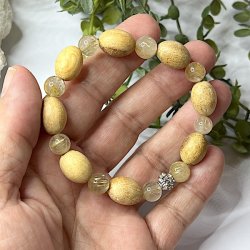 Krystal armbnd m. Guldrutil kvarts, palo santo og charm