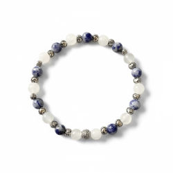 HjerteRo krystalarmbnd i sodalit og hvid jade  passer hndled 16-18 cm