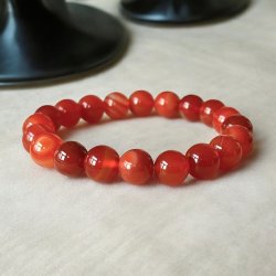 Krystal armb�nd | karneol | 10 mm. stenperler | M�l 17 - 20 cm
