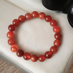 Krystal armb�nd | karneol | 10 mm. stenperler | M�l 17 - 20 cm
