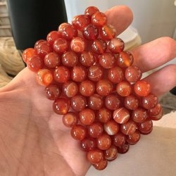 Krystal armbnd | karneol | 10 mm. stenperler | Ml 17 - 20 cm