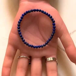 Lapis Lazuli armb�nd 4 mm � �gte krystalarmb�nd til intuition, beskyttelse og ro