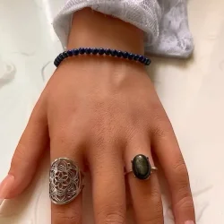 Lapis Lazuli armb�nd 4 mm � �gte krystalarmb�nd til intuition, beskyttelse og ro