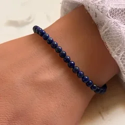 Lapis Lazuli armb�nd 4 mm � �gte krystalarmb�nd til intuition, beskyttelse og ro
