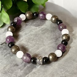 Krystalarmbnd for lykke, velstand og beskyttelse med 6, 7 og 8 mm stenperler, Ml 16 - 17 cm