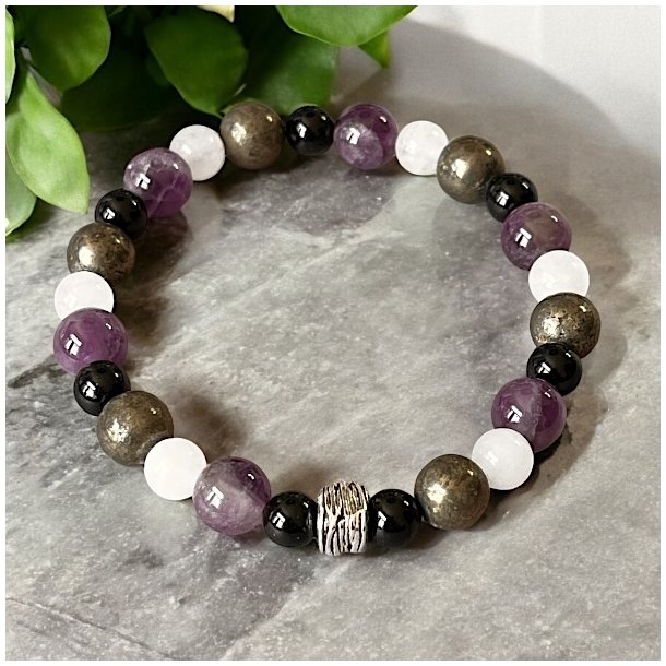 Krystalarmbnd for lykke, velstand og beskyttelse med 6, 7 og 8 mm stenperler, Ml 16 - 17 cm