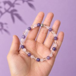 Krystal armb�nd mod stress og angst med smuk charm | 6-7 mm stenperler | m�l imellem 17 - 19 cm