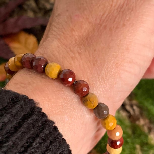 Krystal armbnd | facetslebet | Mookait | 6 mm. stenperler | Ml 16 - 19 cm