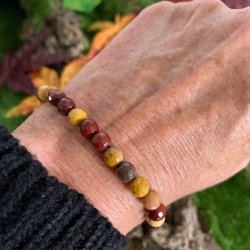 Krystal armbnd | facetslebet | Mookait | 6 mm. stenperler | Ml 16 - 19 cm