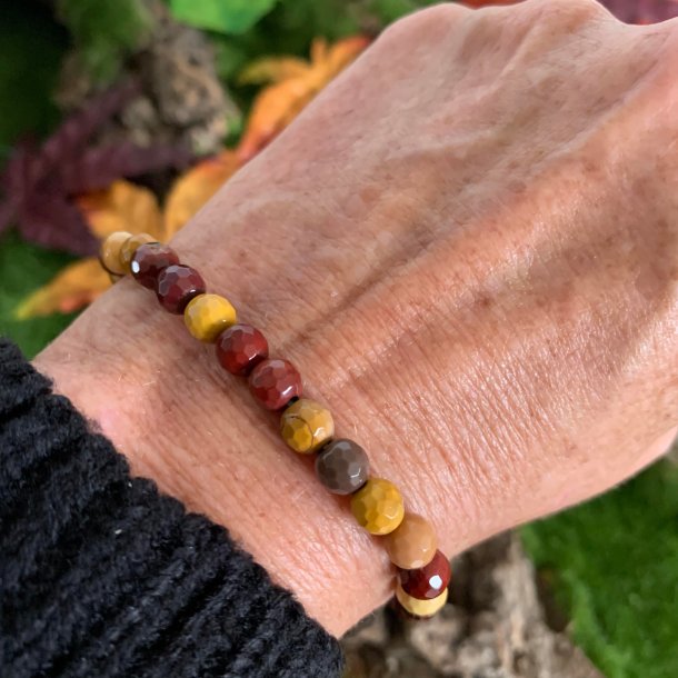 Krystal armbnd | facetslebet | Mookait | 6 mm. stenperler | Ml 16 - 19 cm