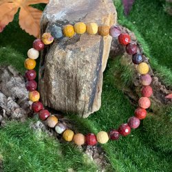 Krystal armbnd | facetslebet | Mookait | 6 mm. stenperler | Ml 16 - 19 cm