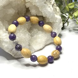 Krystal Armbnd m. Lepidolit, Palo santo og Charm