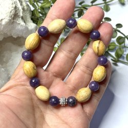 Krystal Armb�nd m. Lepidolit, Palo santo og Charm