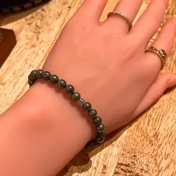 Pyrit krystal armb�nd | 6 mm perler | M�l 16 - 18 cm