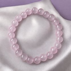 Krystal armb�nd | Rosenkvarts | Rosakvarts | 8 mm stenperler |  M�l 16,5 - 18 cm