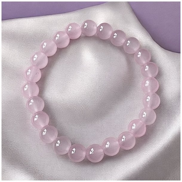 Krystal armb�nd | Rosenkvarts | Rosakvarts | 8 mm stenperler |  M�l 16,5 - 18 cm