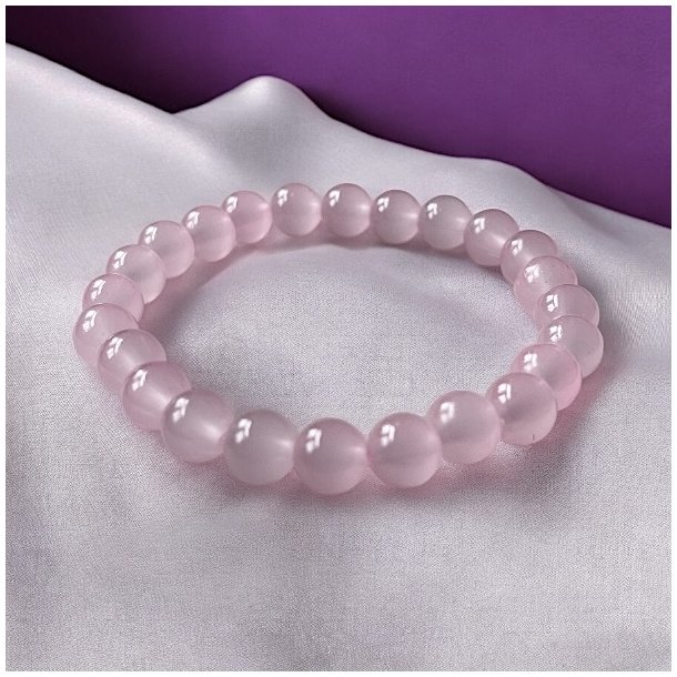 Krystal armbnd | Rosenkvarts | Rosakvarts | 8 mm stenperler |  Ml 16,5 - 18 cm