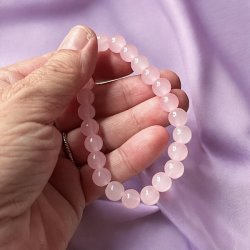 Krystal armbnd | Rosenkvarts | Rosakvarts | 8 mm stenperler |  Ml 16,5 - 18 cm