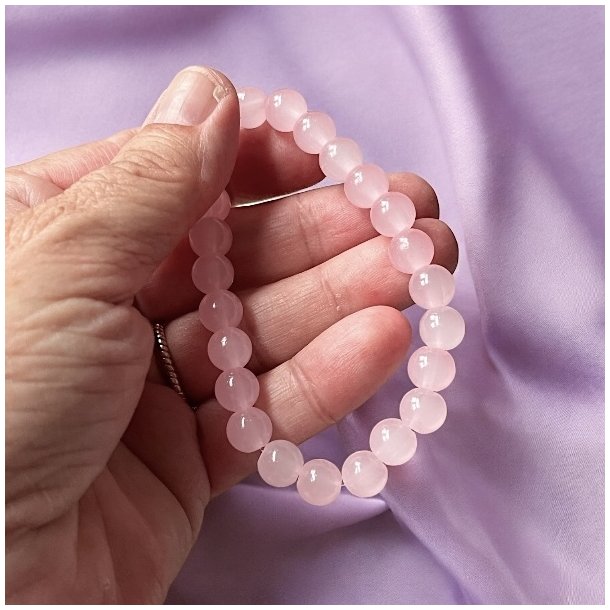 Krystal armb�nd | Rosenkvarts | Rosakvarts | 8 mm stenperler |  M�l 16,5 - 18 cm