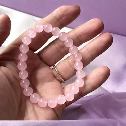 Krystal armbnd | Rosenkvarts | Rosakvarts | 8 mm stenperler |  Ml 16,5 - 18 cm