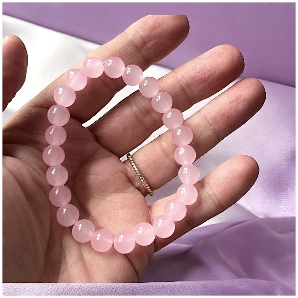 Krystal armbnd | Rosenkvarts | Rosakvarts | 8 mm stenperler |  Ml 16,5 - 18 cm