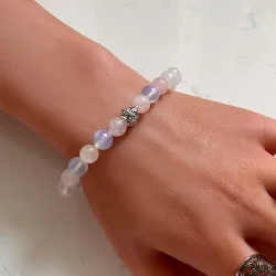 Blid Harmoni  Hndlavet Krystalarmbnd med Opalit &amp; Rosenkvarts | 16,5-18 cm