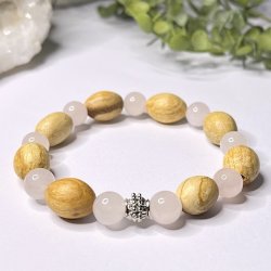 Krystal armbnd m. Rosenkvarts, palo santo og charm