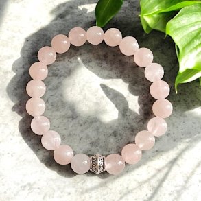 Krystal armb�nd | Rosenkvarts | Rosakvarts | 8 mm stenperler | charm | M�l 17 - 19 cm