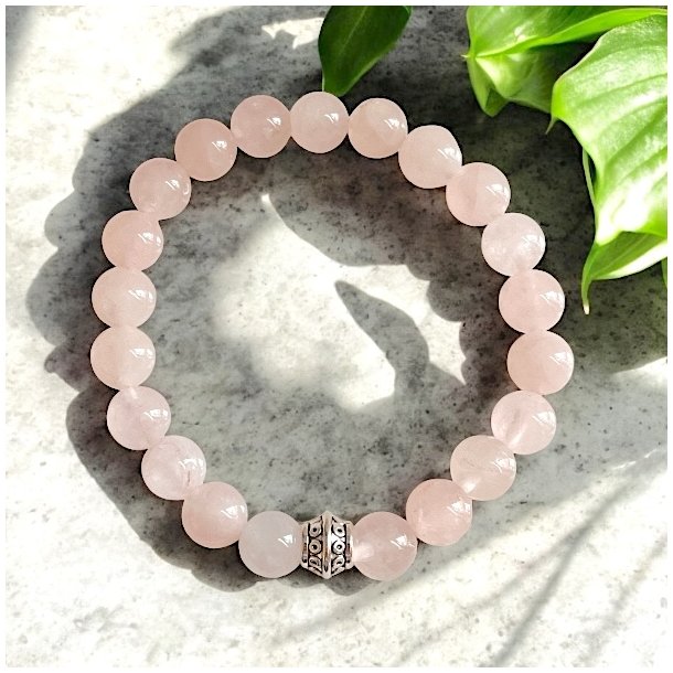 Krystal armb�nd | Rosenkvarts | Rosakvarts | 8 mm stenperler | charm | M�l 17 - 19 cm