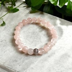 Krystal armbnd | Rosenkvarts | Rosakvarts | 8 mm stenperler | charm | Ml 17 - 19 cm