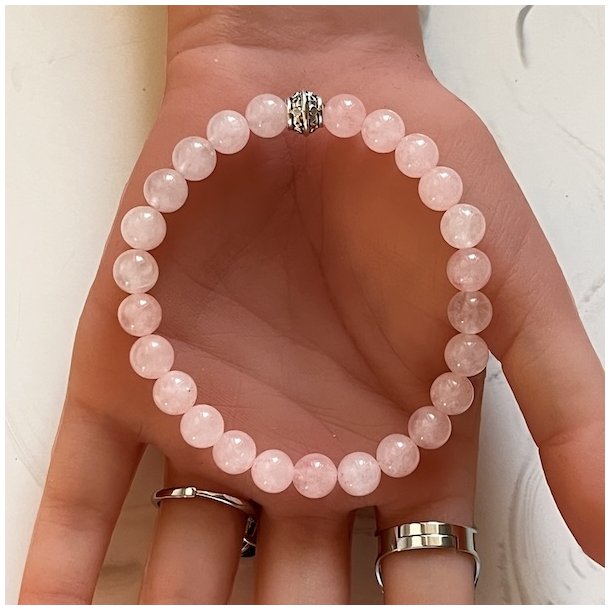 Krystal armbnd | Rosenkvarts | Rosakvarts | 8 mm stenperler | charm | Ml 17 - 19 cm