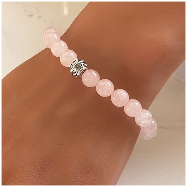 Krystal armbnd | Rosenkvarts | Rosakvarts | 8 mm stenperler | charm | Ml 17 - 19 cm