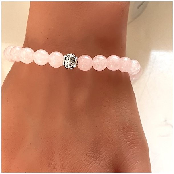 Krystal armb�nd | Rosenkvarts | Rosakvarts | 8 mm stenperler | charm | M�l 17 - 19 cm