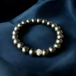 Shungit Armb�nd 10 mm H�ndlavet Unisex Elastisk 19-21 cm