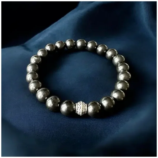 Shungit Armb�nd 10 mm H�ndlavet Unisex Elastisk 19-21 cm