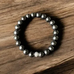 Shungit Armb�nd 10 mm H�ndlavet Unisex Elastisk 19-21 cm