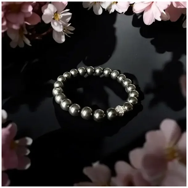 Shungit Armb�nd 10 mm H�ndlavet Unisex Elastisk 19-21 cm