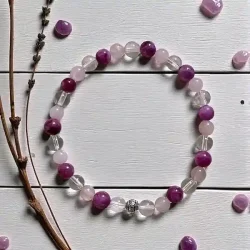 Krystal armb�nd mod stress og angst med smuk charm | 6-7 mm stenperler | m�l imellem 17 - 19 cm