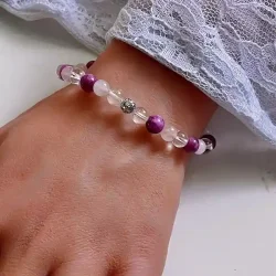 Krystal armb�nd mod stress og angst med smuk charm | 6-7 mm stenperler | m�l imellem 17 - 19 cm