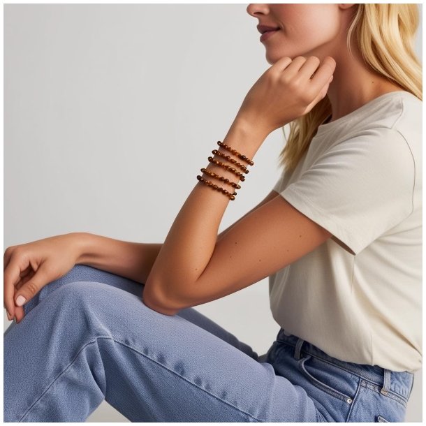 Krystal armbnd i tigerje jaspis | 6 mm stenperler | Ml 16 - 18 cm