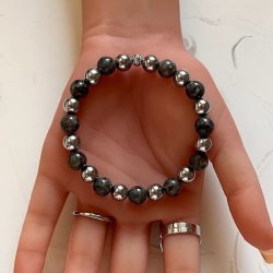 Mystisk Yooperlite &amp; Terahertz armbnd 8 mm  unisex beskyttelse og energi