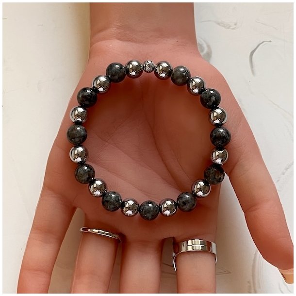 Mystisk Yooperlite &amp; Terahertz armb�nd 8 mm � unisex beskyttelse og energi