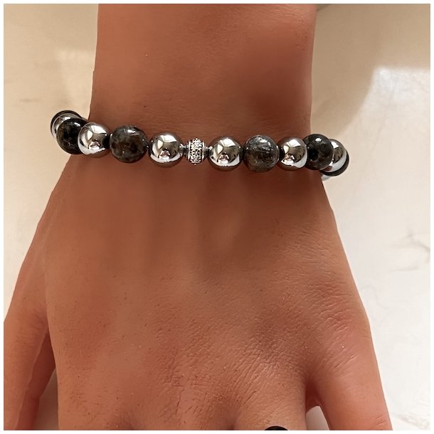 Mystisk Yooperlite &amp; Terahertz armbnd 8 mm  unisex beskyttelse og energi